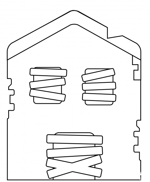 Derelict House Emoji coloring page image