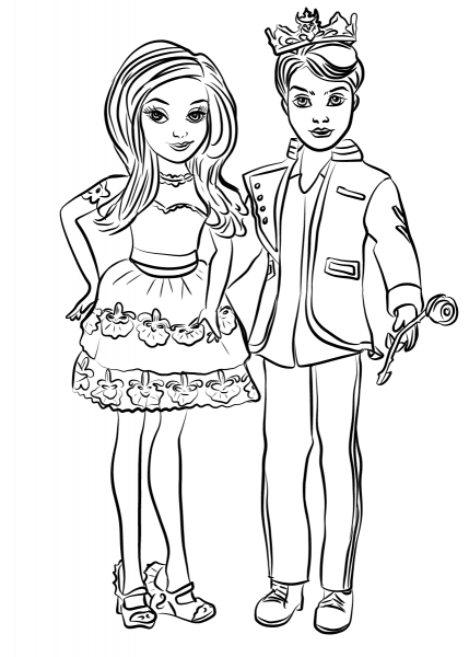 Descendants Ben and Mal coloring page image