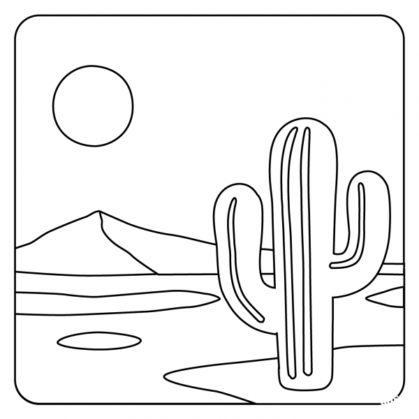 Desert Emoji coloring page image