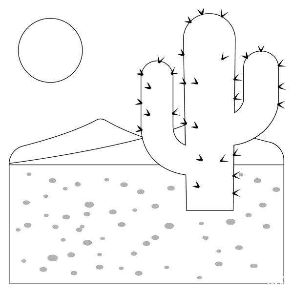 Desert Emoji coloring page image