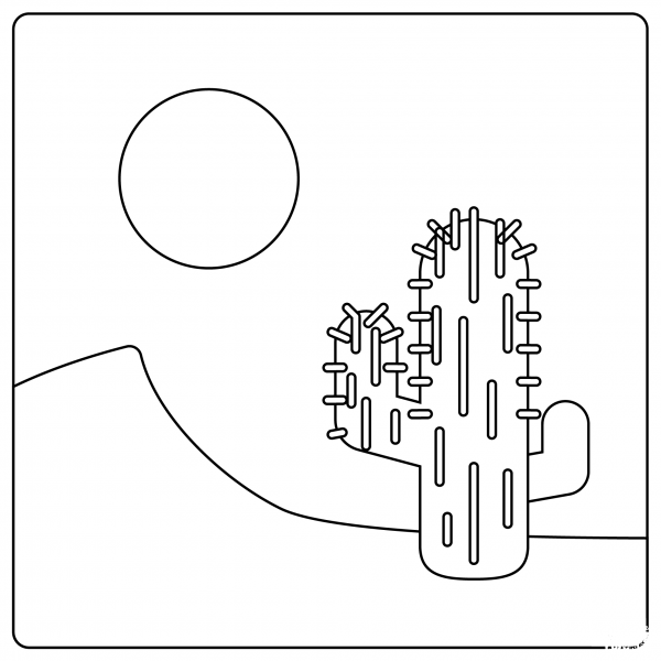 Desert Emoji coloring page image
