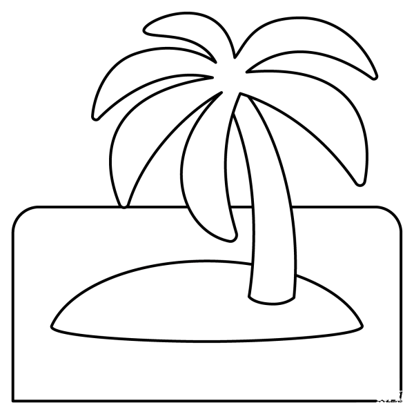 Desert Island Emoji coloring page image