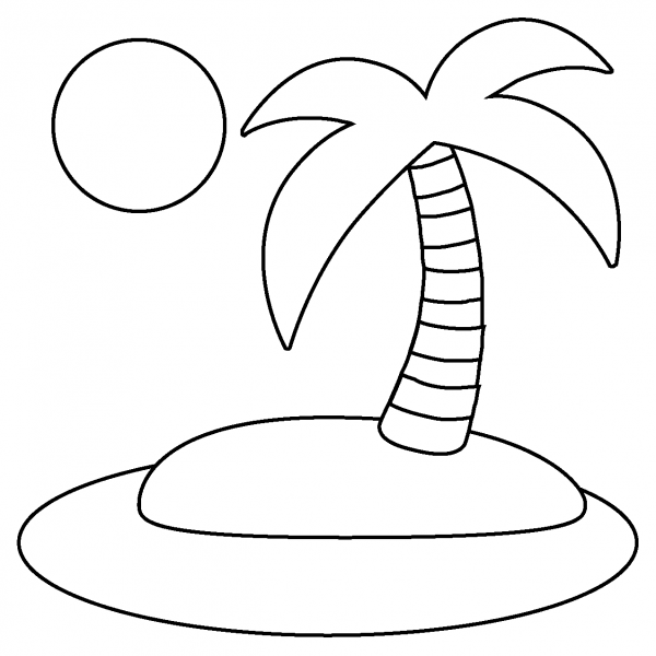 Desert Island Emoji coloring page image