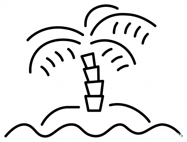Desert Island Emoji coloring page image