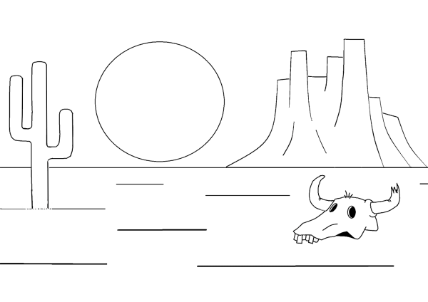 Desert Landscape coloring page image