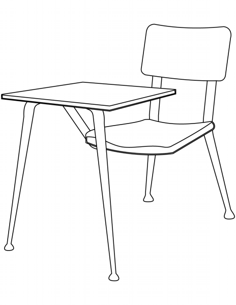 Desk and Chair coloring page image