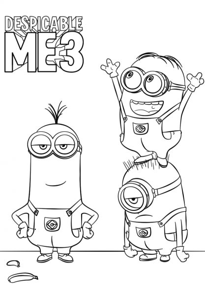 Despicable Me 3 Minions coloring page image