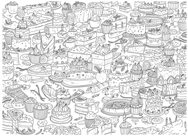 Desserts Doodle coloring page image