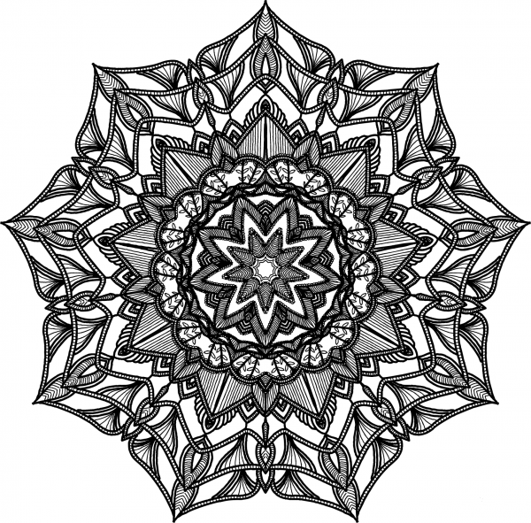 Detailed Hand Drawn Mandala coloring page image
