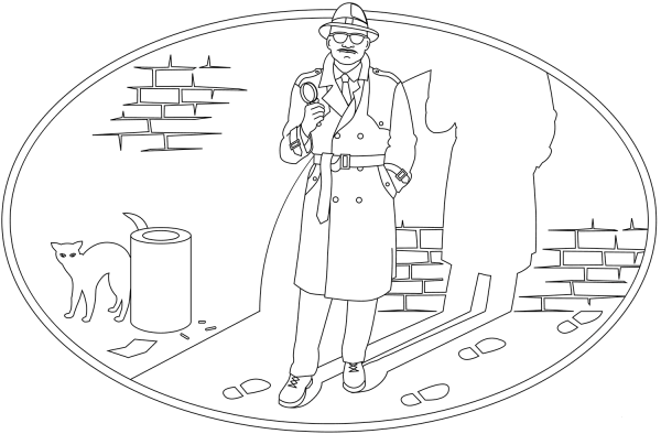 Detective coloring page image