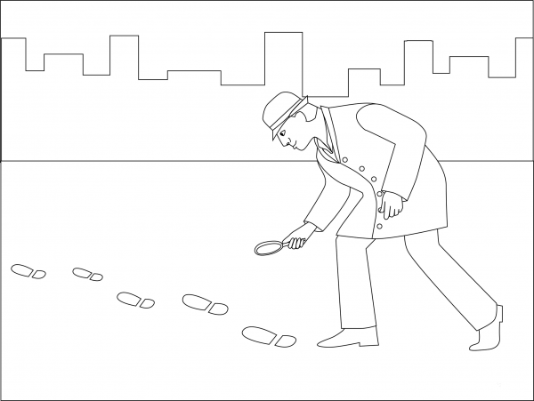 Detective coloring page image