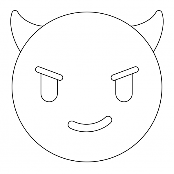 Devil Horns Face Emoji coloring page image