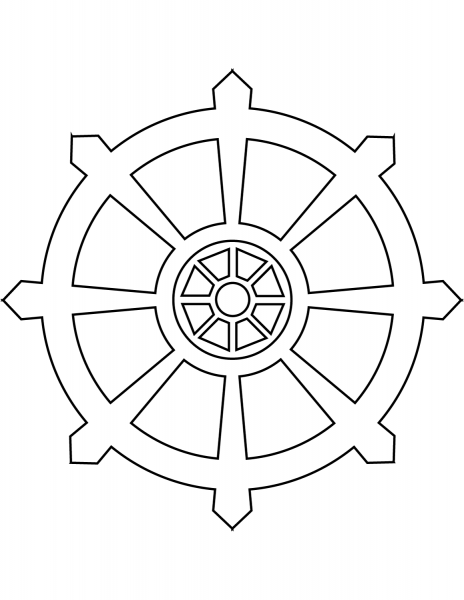 Dharma Wheel coloring page image