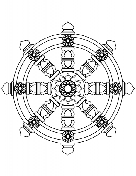 Dharmachakra Wheel coloring page image