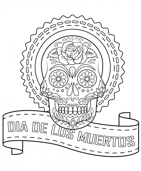 Dia De Los Muertos Sugar Skull coloring page image