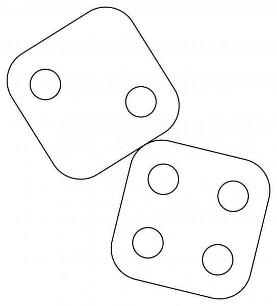 Dice coloring page image