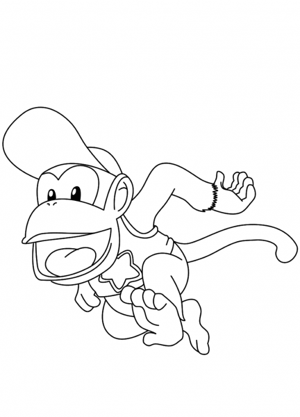Diddy Kong coloring page image