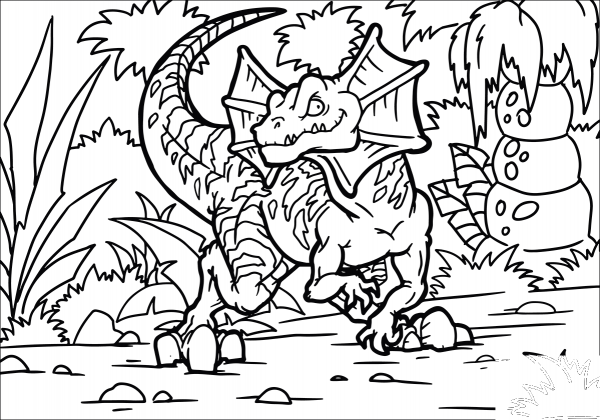 Dilophosaurus coloring page image