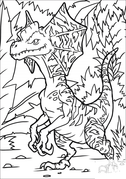 Dilophosaurus coloring page image