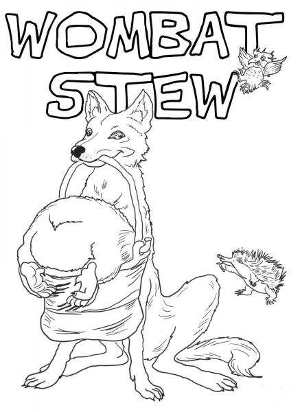 Dingo and Wombat in a Pot coloring page image