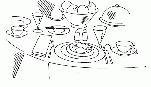 Dinner Table  coloring page image