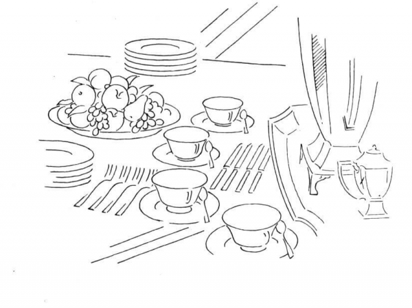 Dinner Table  coloring page image