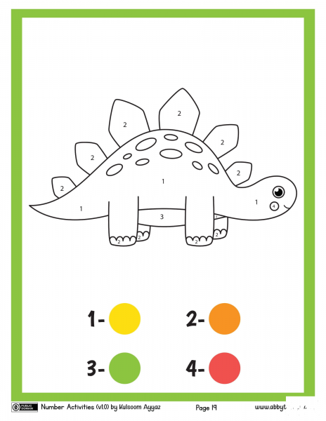 Dinosaur color by number image