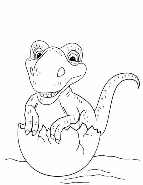 Dinosaur Hatching from Egg coloring page image