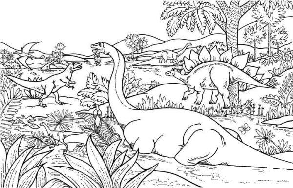Dinosaurs coloring page image