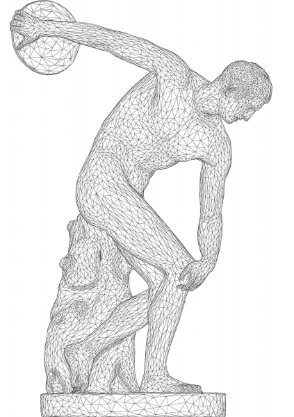 Discobolus 3D Wireframe coloring page image