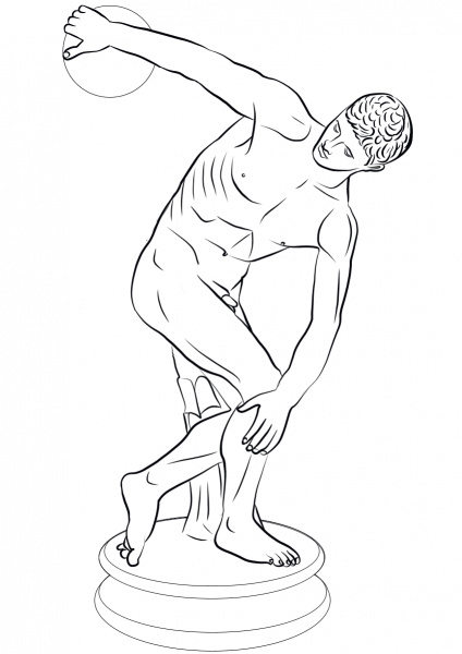 Discobolus Statue coloring page image