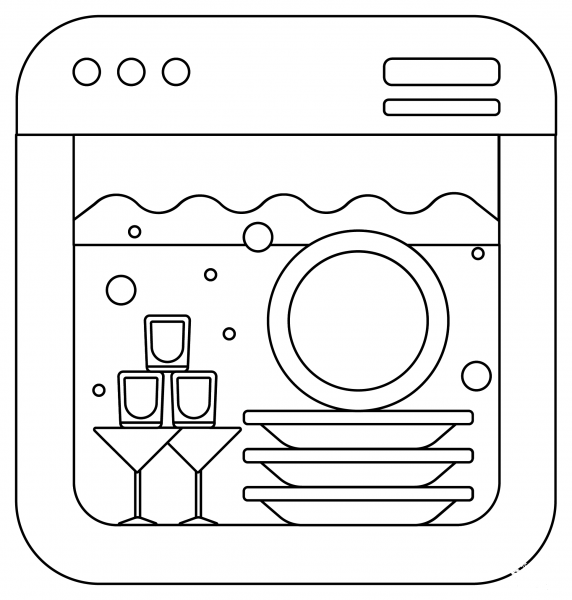 Dishwasher coloring page image