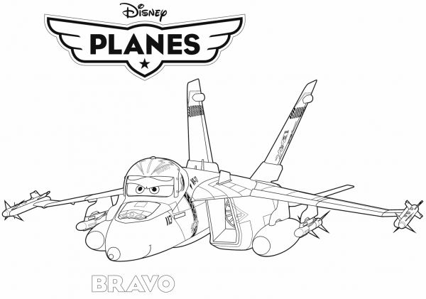 Disney Planes Jet Fighter Bravo coloring page image