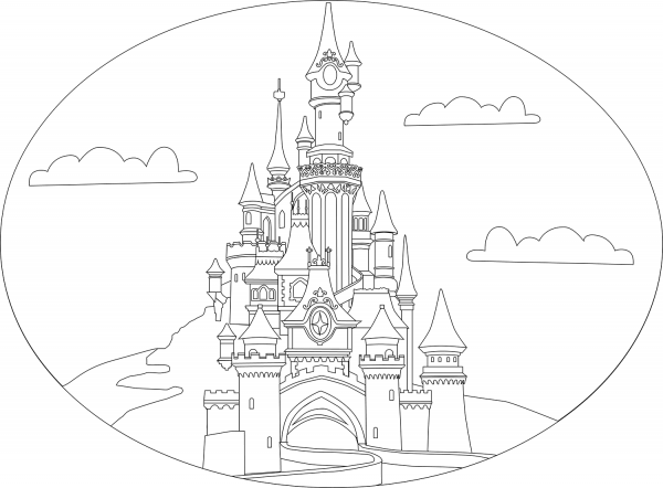 Disneyland Castle coloring page image
