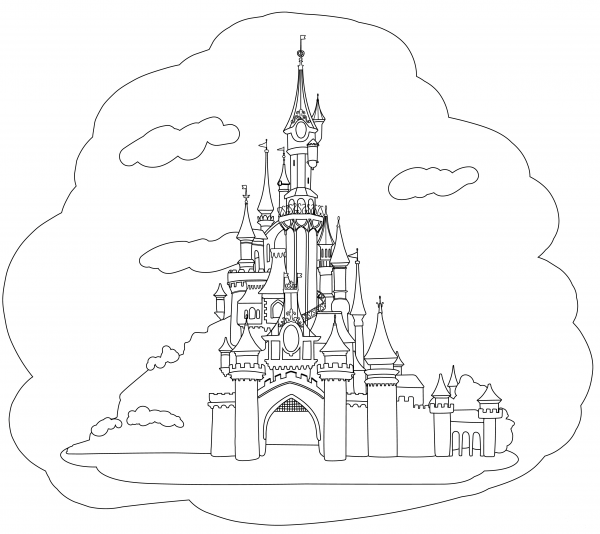 Disneyland Castle coloring page image