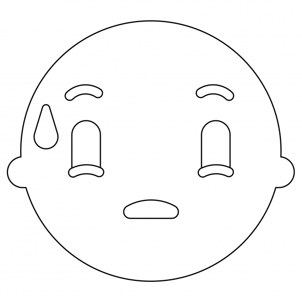 Dissapointed Relief Face Emoji coloring page image