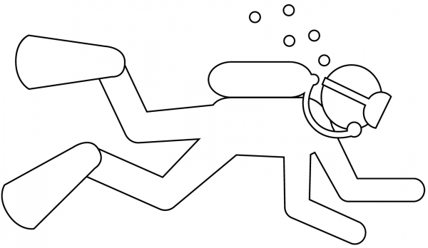 Diver coloring page image
