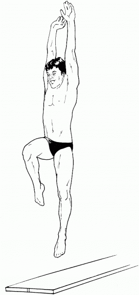 Diver on a Diving Board coloring page image