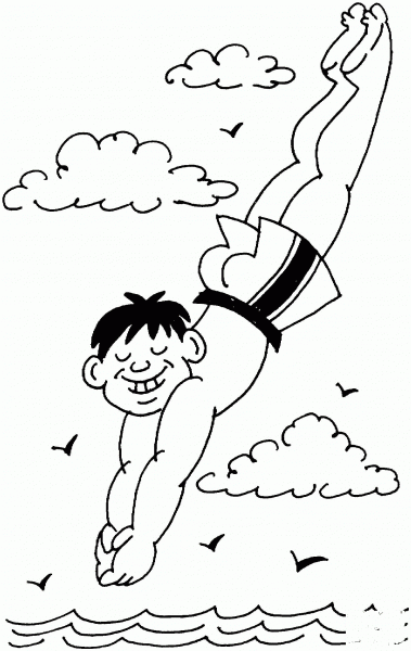 Diving Boy coloring page image