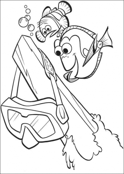 Diving mask coloring page image