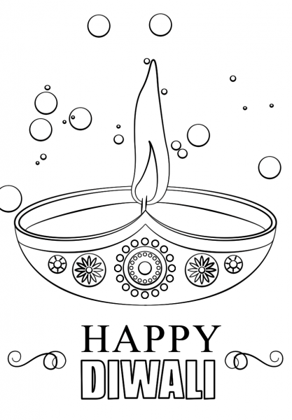 Diwali Candle coloring page image