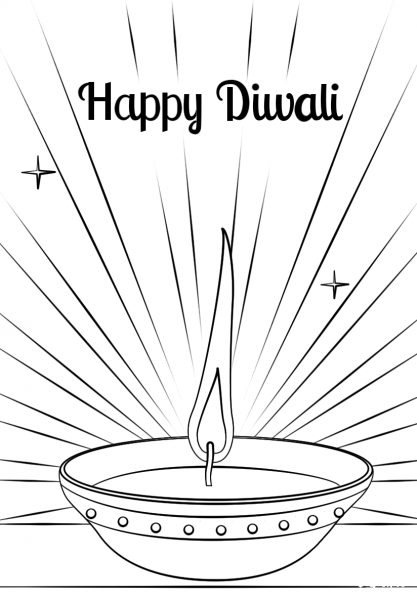 Diwali Diya coloring page image