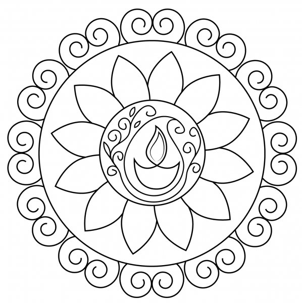Diwali Rangoli coloring page image