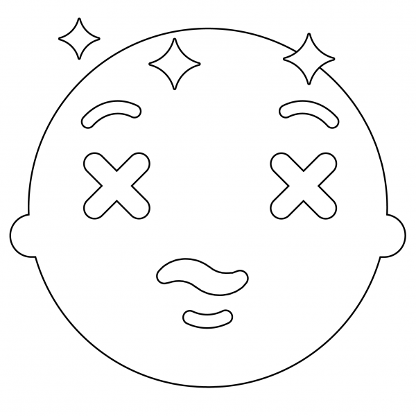 Dizzy Face Emoji coloring page image