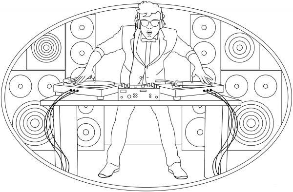 Dj coloring page image