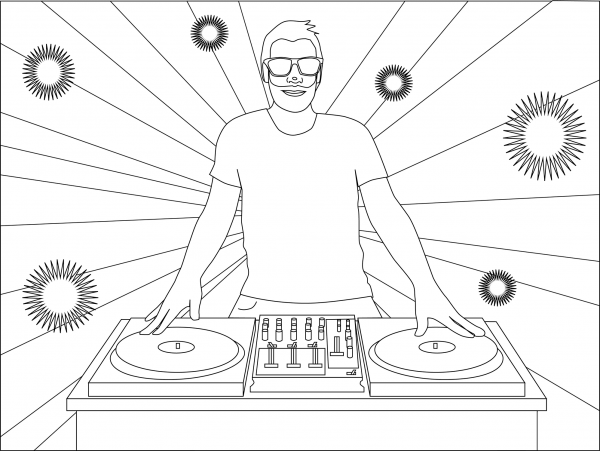 Dj coloring page image