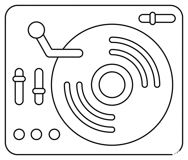 DJ controller coloring page image