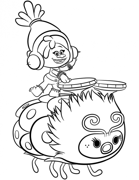 Dj Suki from Trolls coloring page image