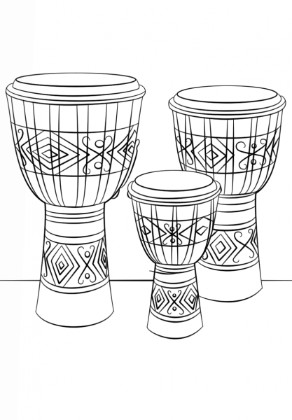 Djembe Drums coloring page image