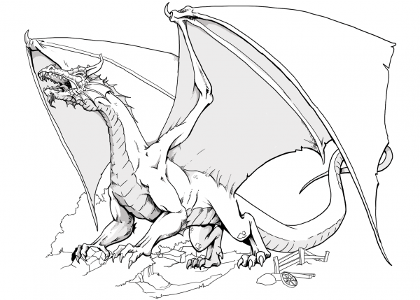 DND Dragon coloring page image